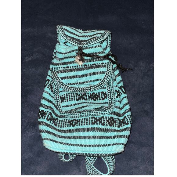 Teal and Black Boho Mini Backpack - Stylish & Compact - Picture 1 of 2